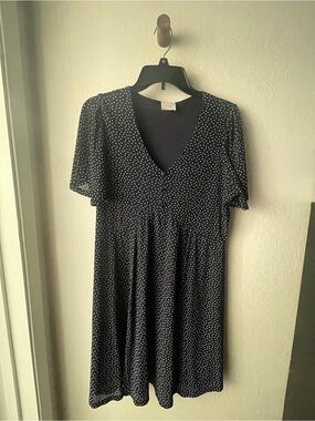 Siren Lily Navy Polka Dot V-Neck Midi Dress